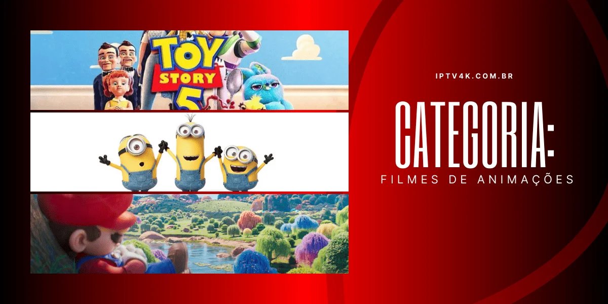 Categoria filmes de animações com personagens animados em destaque